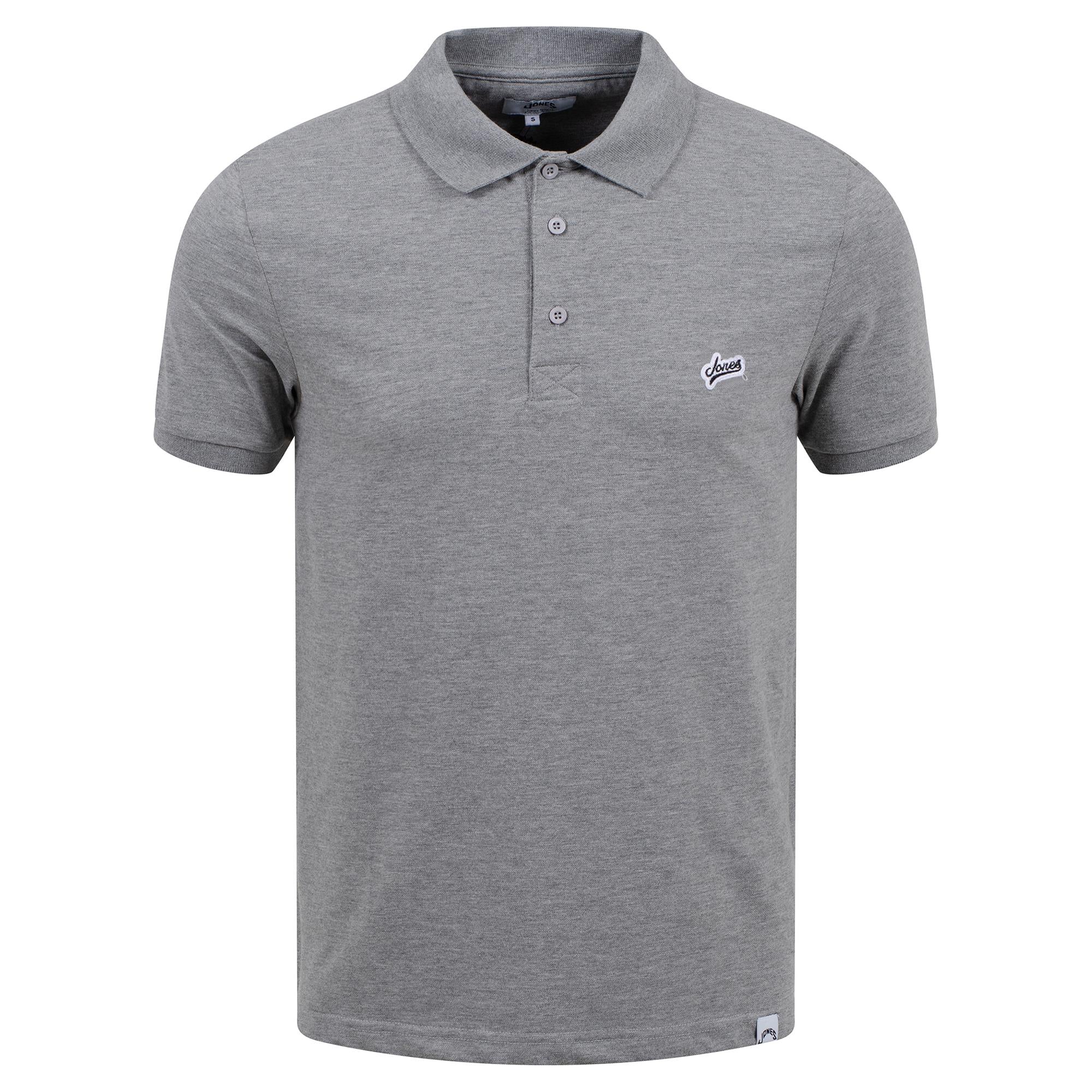 Jones Original Varsity Badge Mens Polo Shirt Grey